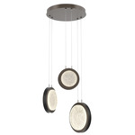 Iris Round Multi Light Chandelier - Flat Bronze / Licorice Leather