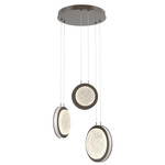 Iris Round Multi Light Chandelier - Flat Bronze / Salt White