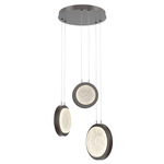 Iris Round Multi Light Chandelier - Graphite / Cocoa Leather