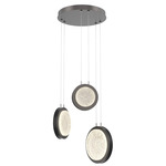 Iris Round Multi Light Chandelier - Graphite / Licorice Leather