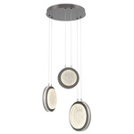 Iris Round Multi Light Chandelier - Graphite / Light Oak Wood