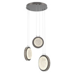 Iris Round Multi Light Chandelier - Graphite / Ash Wood