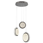 Iris Round Multi Light Chandelier - Graphite / Salt White