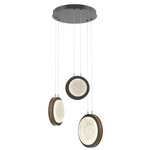 Iris Round Multi Light Chandelier - Matte Black / Nutmeg Leather