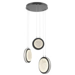 Iris Round Multi Light Chandelier - Matte Black / Salt White