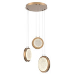 Iris Round Multi Light Chandelier - Novel Brass / Matching Panel