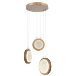 Iris Round Multi Light Chandelier - Novel Brass / Nutmeg Leather