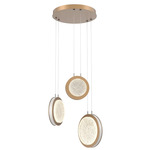 Iris Round Multi Light Chandelier - Novel Brass / Salt White