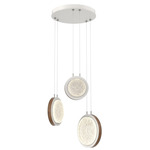 Iris Round Multi Light Chandelier - Salt White / Nutmeg Leather