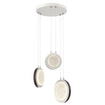 Iris Round Multi Light Chandelier - Salt White / Cocoa Leather