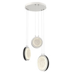 Iris Round Multi Light Chandelier - Salt White / Licorice Leather