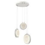 Iris Round Multi Light Chandelier - Salt White / Light Oak Wood