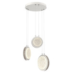 Iris Round Multi Light Chandelier - Salt White / Ash Wood