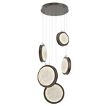 Iris Round Multi Light Chandelier - Flat Bronze / Matching Panel