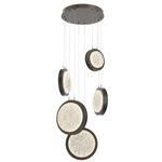 Iris Round Multi Light Chandelier - Flat Bronze / Matte Black