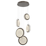 Iris Round Multi Light Chandelier - Flat Bronze / Salt White