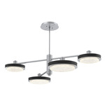Iris Mobile Chandelier - Classic Silver / Licorice Leather