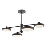 Iris Mobile Chandelier - Matte Black / Cocoa Leather