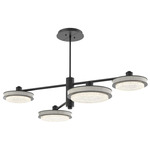 Iris Mobile Chandelier - Matte Black / Light Oak Wood