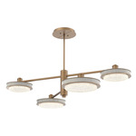 Iris Mobile Chandelier - Novel Brass / Light Oak Wood