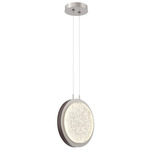 Iris Pendant - Beige Silver / Cocoa Leather