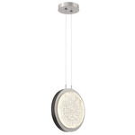 Iris Pendant - Beige Silver / Licorice Leather