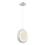 Iris Pendant - Classic Silver / Light Oak Wood