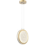 Iris Pendant - Gilded Brass / Light Oak Wood