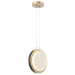 Iris Pendant - Gilded Brass / Dark Oak Wood