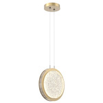Iris Pendant - Gilded Brass / Ash Wood