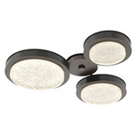 Iris Hub & Spoke Ceiling Light - Flat Bronze / Dark Oak Wood