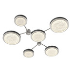Iris Hub & Spoke Ceiling Light - Beige Silver / Dark Oak Wood