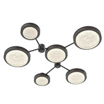Iris Hub & Spoke Ceiling Light - Matte Black / Cocoa Leather