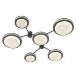 Iris Hub & Spoke Ceiling Light - Matte Black / Light Oak Wood