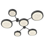 Iris Hub & Spoke Ceiling Light - Matte Black / Dark Oak Wood