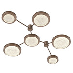 Iris Hub & Spoke Linear Ceiling Light - Burnished Bronze / Nutmeg Leather