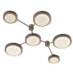 Iris Hub & Spoke Linear Ceiling Light - Burnished Bronze / Cocoa Leather