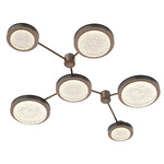 Iris Hub & Spoke Linear Ceiling Light - Burnished Bronze / Dark Oak Wood