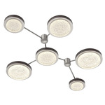 Iris Hub & Spoke Linear Ceiling Light - Beige Silver / Cocoa Leather