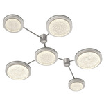 Iris Hub & Spoke Linear Ceiling Light - Beige Silver / Light Oak Wood