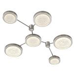 Iris Hub & Spoke Linear Ceiling Light - Beige Silver / Ash Wood