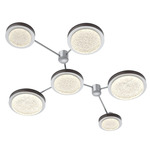 Iris Hub & Spoke Linear Ceiling Light - Classic Silver / Cocoa Leather