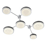 Iris Hub & Spoke Linear Ceiling Light - Classic Silver / Dark Oak Wood