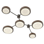 Iris Hub & Spoke Linear Ceiling Light - Flat Bronze / Nutmeg Leather