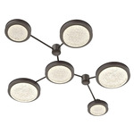 Iris Hub & Spoke Linear Ceiling Light - Flat Bronze / Cocoa Leather