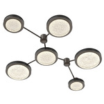 Iris Hub & Spoke Linear Ceiling Light - Flat Bronze / Licorice Leather