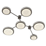Iris Hub & Spoke Linear Ceiling Light - Flat Bronze / Light Oak Wood