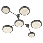Iris Hub & Spoke Linear Ceiling Light - Flat Bronze / Dark Oak Wood