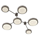 Iris Hub & Spoke Linear Ceiling Light - Flat Bronze / Ash Wood