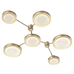 Iris Hub & Spoke Linear Ceiling Light - Gilded Brass / Matching Panel